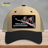 Patience My Ass Novelty License Plate Hat Mesh Khaki|Black