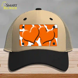 Orange White Giraffe Orange Centered Hearts Novelty License Plate Hat Mesh / Khaki|Black