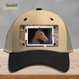 Horse In Barn Novelty License Plate Hat Mesh / Khaki|Black