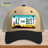 Arizona Az Or Bust Novelty License Plate Hat Mesh / Khaki|Black
