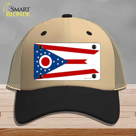 Ohio State Flag Novelty License Plate Hat Mesh Khaki|Black