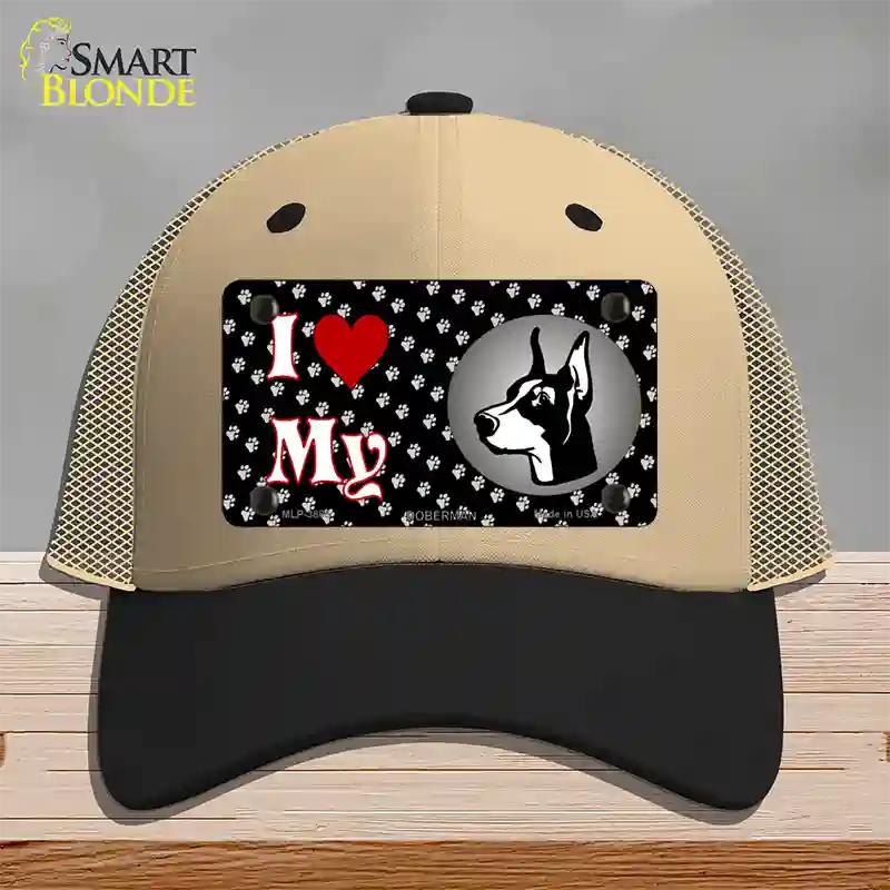 I Love My Doberman Novelty License Plate Hat Mesh / Khaki|Black