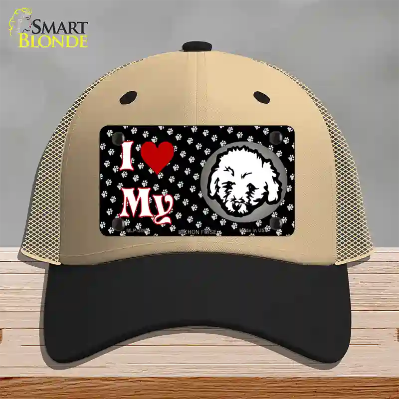 I Love My Bichon Frise Novelty License Plate Hat Mesh / Khaki|Black