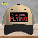 Rather Be Flying Novelty License Plate Hat Mesh Khaki|Black