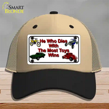 He With The Most Toys Wins Novelty License Plate Hat Mesh / Khaki|Black