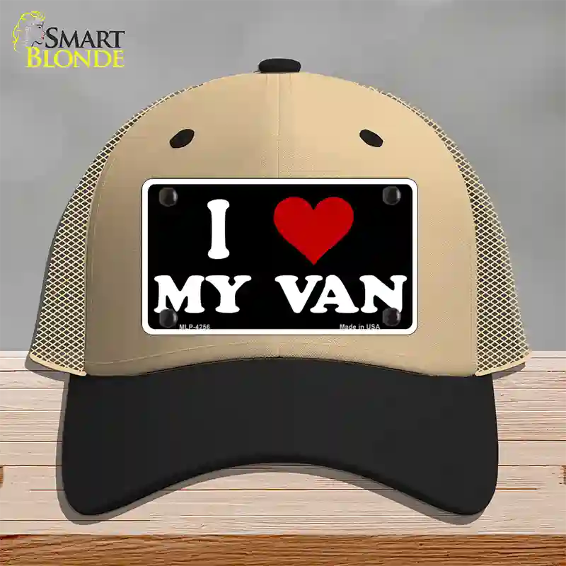 I Love My Van Black Novelty License Plate Hat Mesh / Khaki|Black