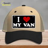 I Love My Van Black Novelty License Plate Hat Mesh / Khaki|Black