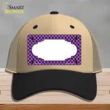 Purple White Quatrefoil Center Scallop Novelty License Plate Hat Mesh / Khaki|Black