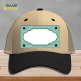 Mint White Quatrefoil Center Scallop Novelty License Plate Hat Mesh / Khaki|Black