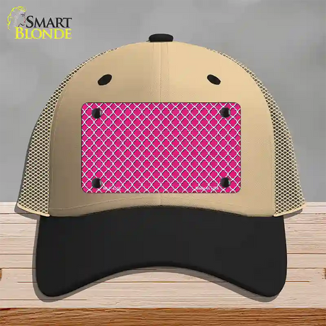 Pink White Quatrefoil Novelty License Plate Hat Mesh / Khaki|Black