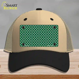 Green White Quatrefoil Novelty License Plate Hat Mesh / Khaki|Black