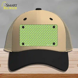 Lime Green White Quatrefoil Novelty License Plate Hat Mesh / Khaki|Black