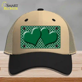 Green White Quatrefoil Green Center Hearts Novelty License Plate Hat Mesh / Khaki|Black