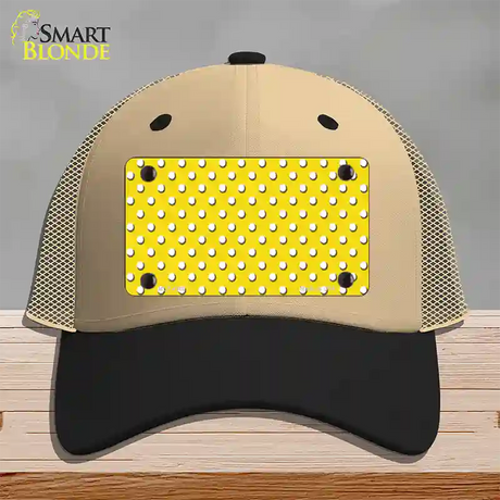 Yellow Polka Dot Novelty License Plate Hat Mesh / Khaki|Black
