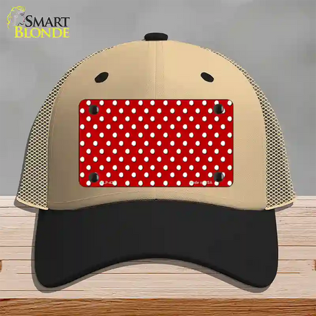 Red Polka Dot Novelty License Plate Hat Mesh / Khaki|Black