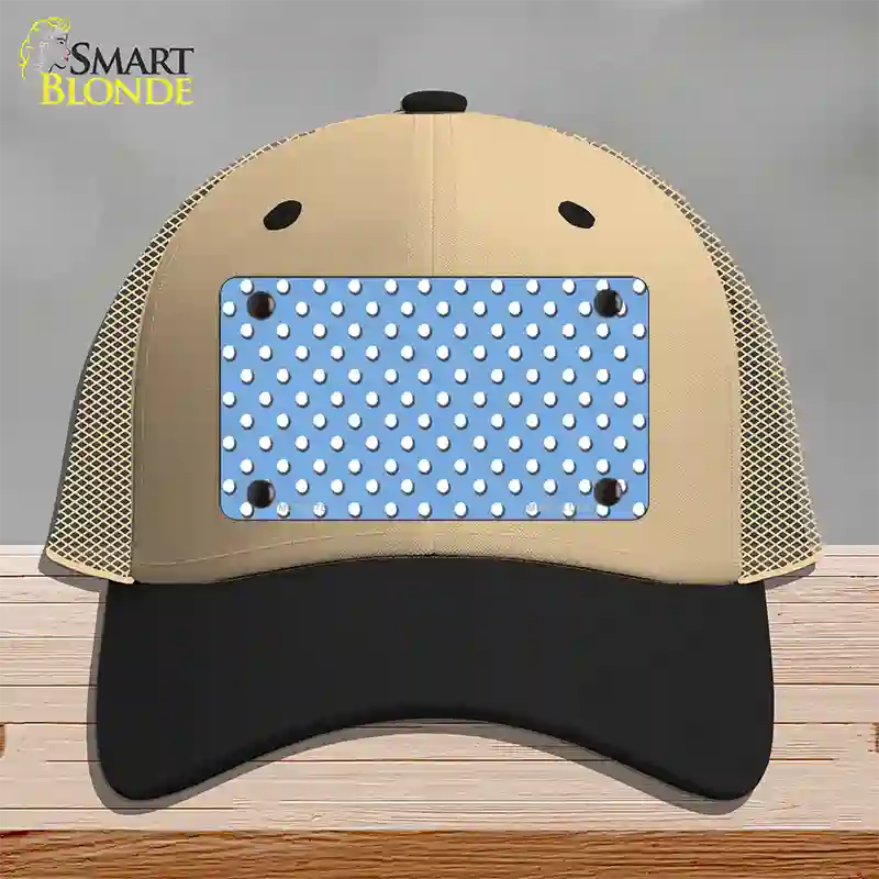 Light Blue Polka Dot Novelty License Plate Hat Mesh / Khaki|Black