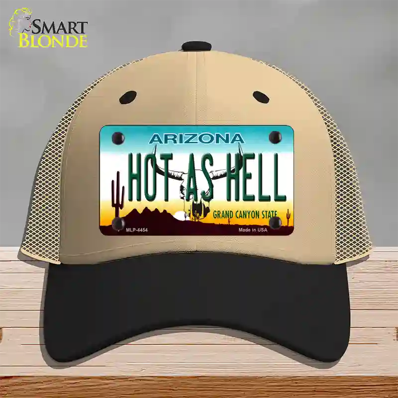 Hot As Hell Arizona Novelty License Plate Hat Mesh / Khaki|Black