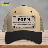 Welcome To Pops Novelty License Plate Hat Mesh / Khaki|Black