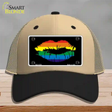 Lips Novelty License Plate Hat Mesh Khaki|Black