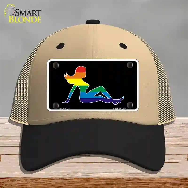 Mud Flap Girl Novelty License Plate Hat Mesh Khaki|Black