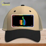 Thumbs Up Novelty License Plate Hat Mesh Khaki|Black