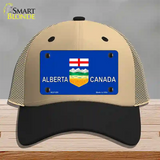 Alberta Canada Novelty License Plate Hat Mesh / Khaki|Black