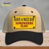 Have a Nice Day Novelty License Plate Hat Mesh / Khaki|Black