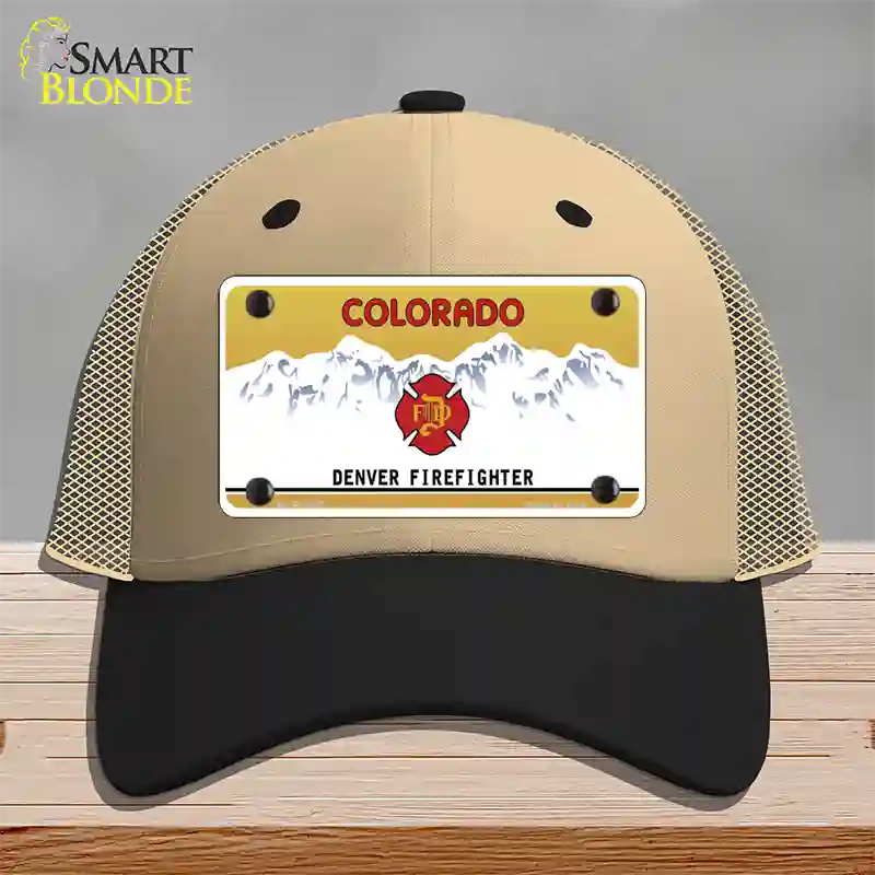 Denver Fire Fighter Novelty License Plate Hat Mesh / Khaki|Black
