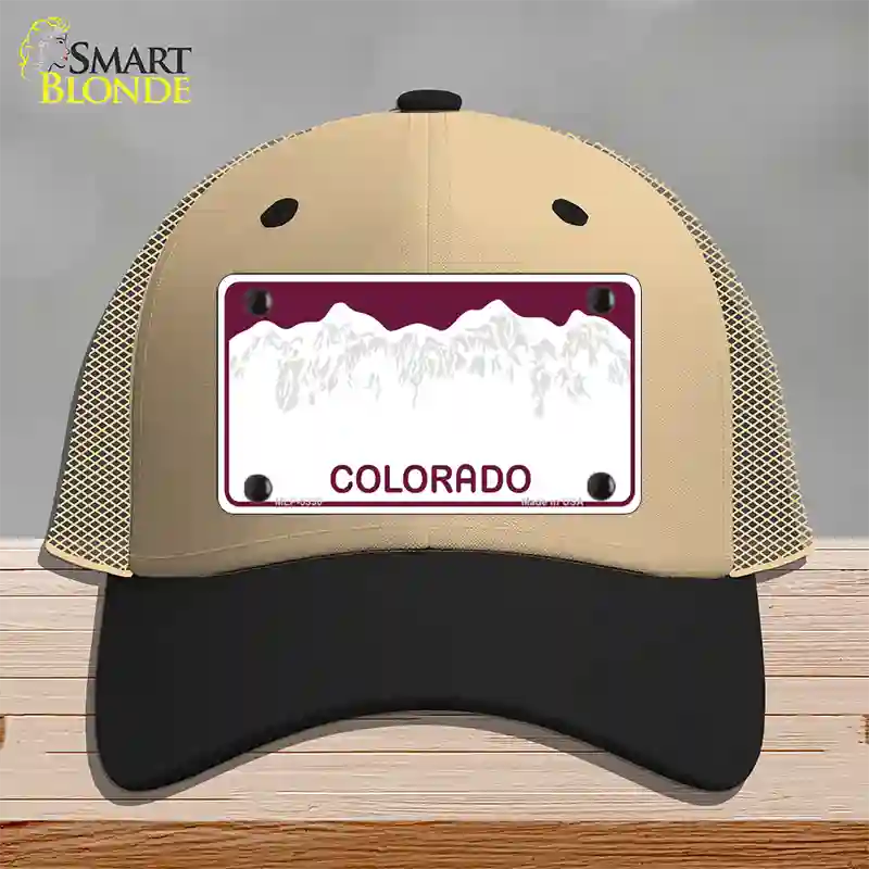 Colorado State Blank Novelty License Plate Hat Mesh / Khaki|Black