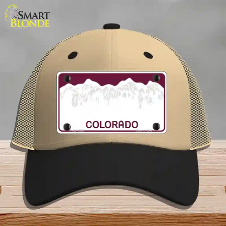 Colorado State Blank Novelty License Plate Hat Mesh / Khaki|Black