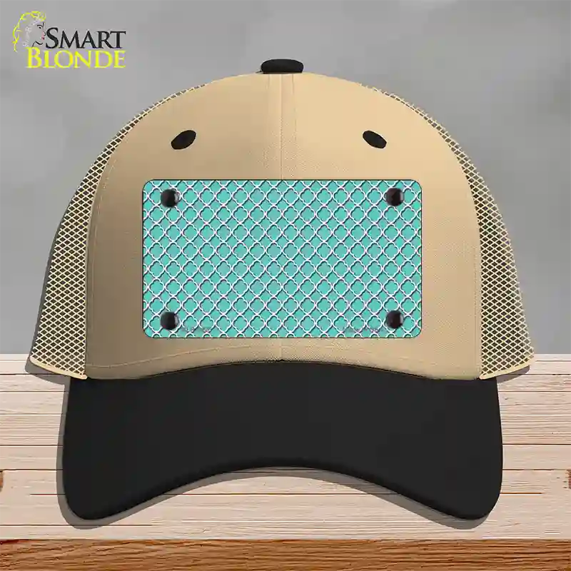 Tiffany Blue White Quatrefoil Novelty License Plate Hat Mesh / Khaki|Black