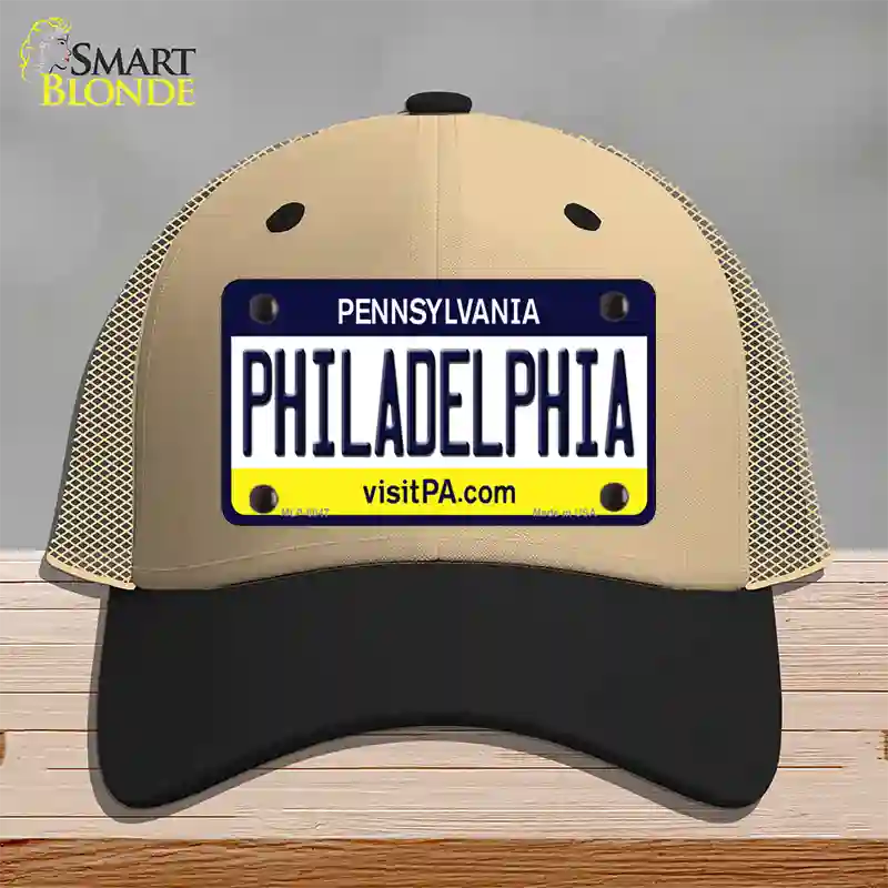 Philadelphia Pennsylvania State Novelty License Plate Hat Mesh / Khaki|Black