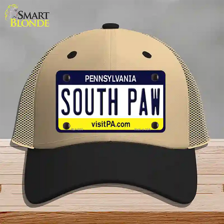 South Paw Pennsylvania State Novelty License Plate Hat Mesh / Khaki|Black