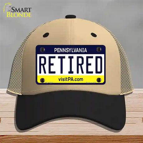 Retired Pennsylvania State Novelty License Plate Hat Mesh / Khaki|Black