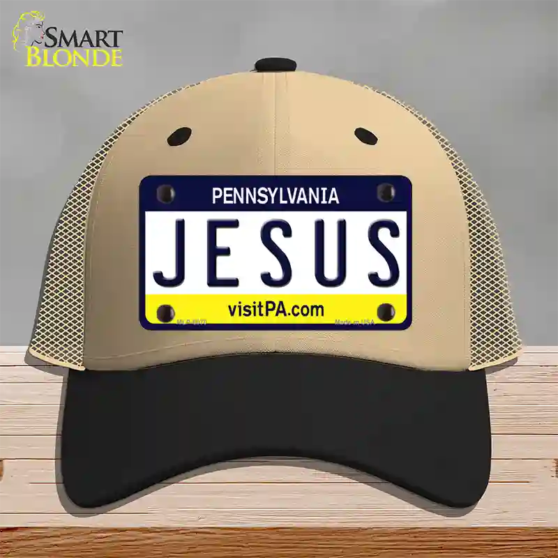 Jesus Pennsylvania State Novelty License Plate Hat Mesh / Khaki|Black
