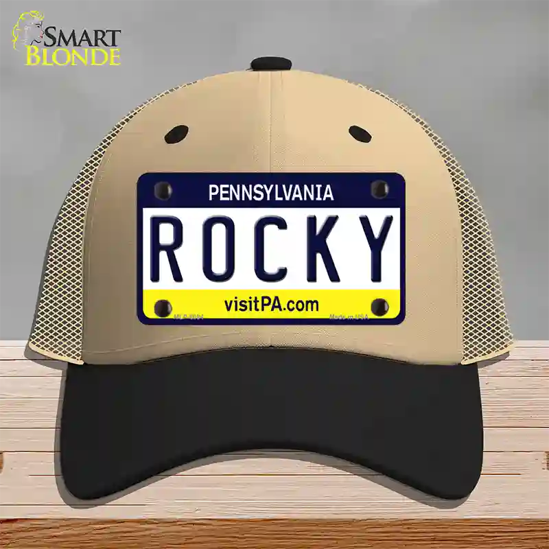 Rocky Pennsylvania State Novelty License Plate Hat Mesh / Khaki|Black