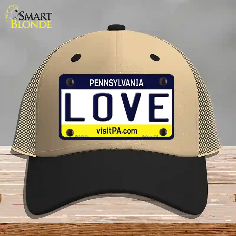 Love Pennsylvania State Novelty License Plate Hat Mesh / Khaki|Black