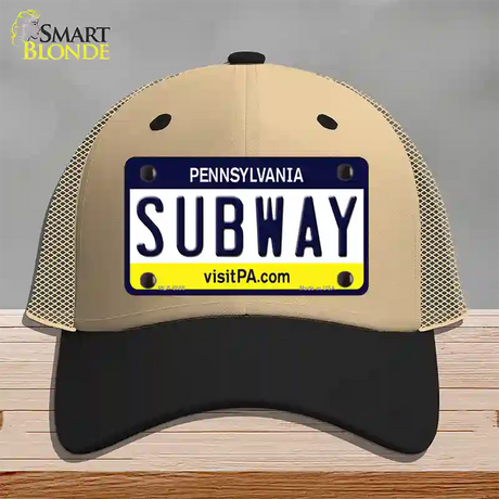 Subway Pennsylvania State Novelty License Plate Hat Mesh / Khaki|Black