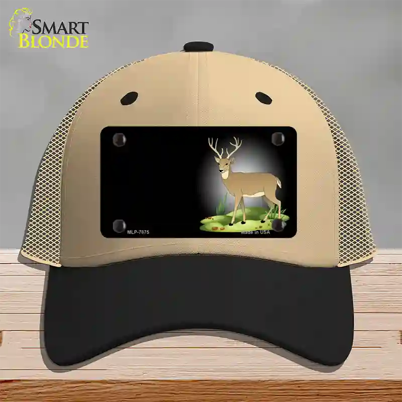 Deer Offset Novelty License Plate Hat Mesh / Khaki|Black