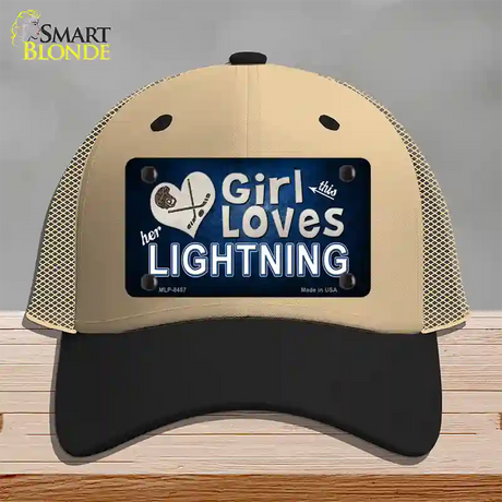 This Girl Loves Her Lightning Novelty License Plate Hat Mesh / Khaki|Black