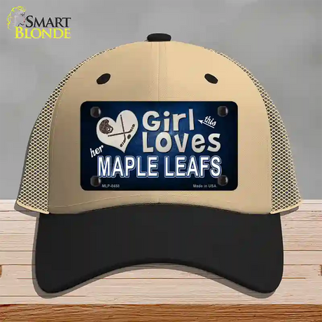 This Girl Loves Her Maple Leafs Novelty License Plate Hat Mesh / Khaki|Black