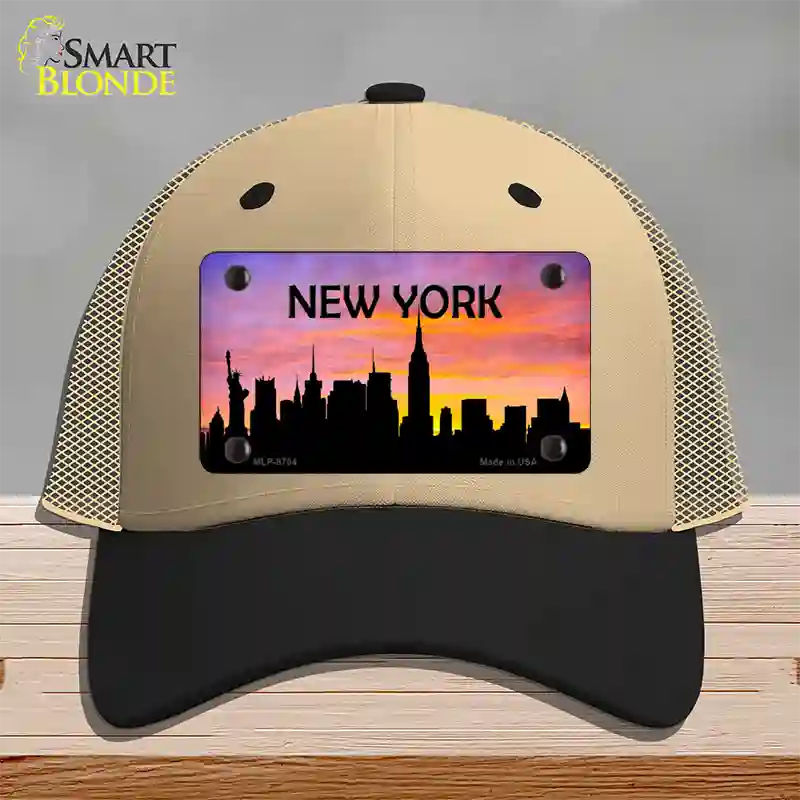 New York Silhouette Novelty License Plate Hat Mesh / Khaki|Black