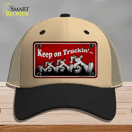 Keep On Trucking Novelty License Plate Hat Mesh / Khaki|Black