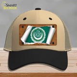 League of Arab States Flag Scroll Novelty License Plate Hat Mesh / Khaki|Black