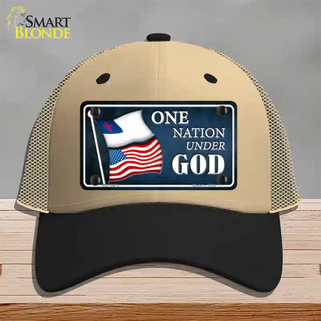 One Nation Under God Flags Novelty License Plate Hat Mesh / Khaki|Black