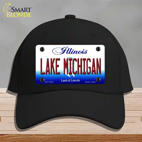 Lake Michigan Illinois Novelty License Plate Hat Cotton / Black