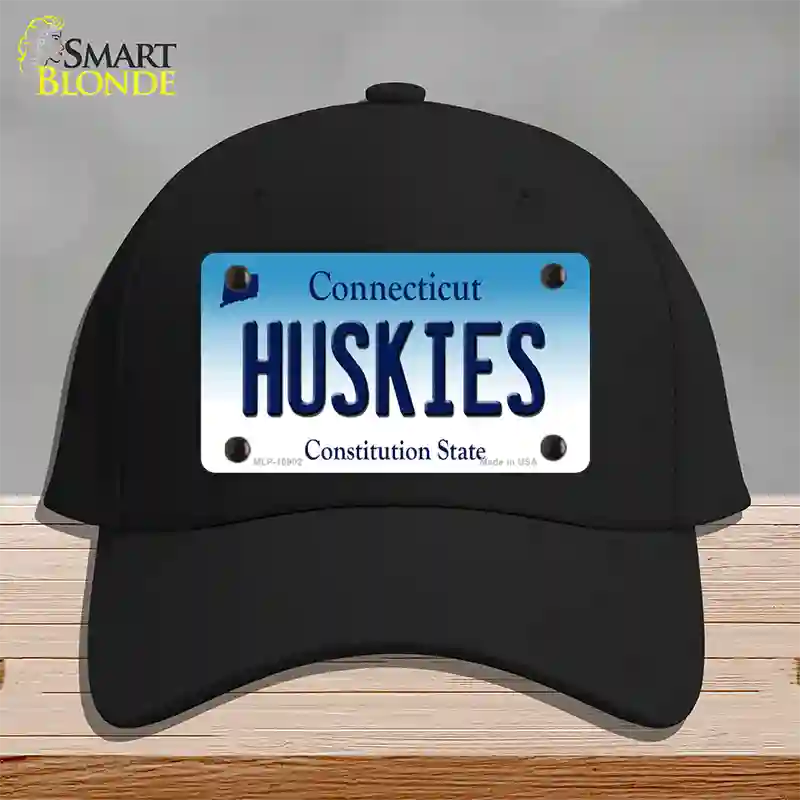 Huskies Connecticut Novelty License Plate Hat Cotton / Black