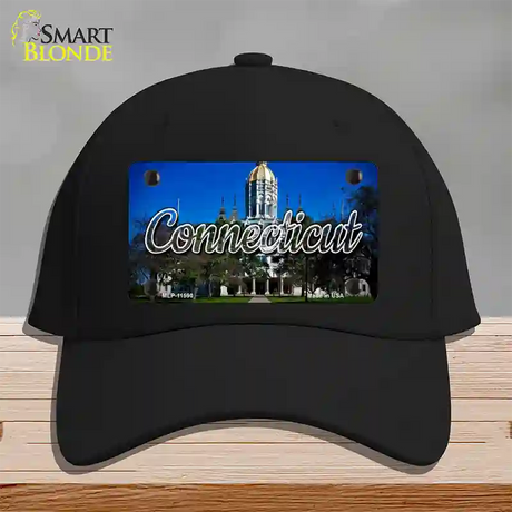 Connecticut Capital Building State Novelty License Plate Hat Cotton / Black