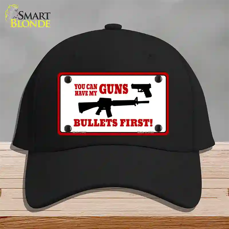 Bullets First Novelty License Plate Hat Cotton / Black