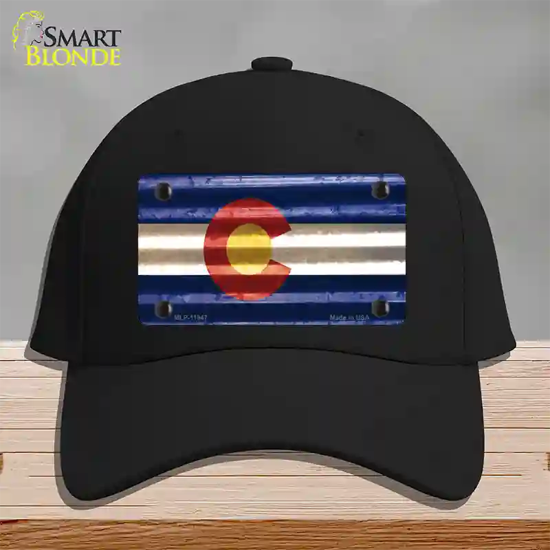 Colorado Corrugated Flag Novelty License Plate Hat Cotton Black